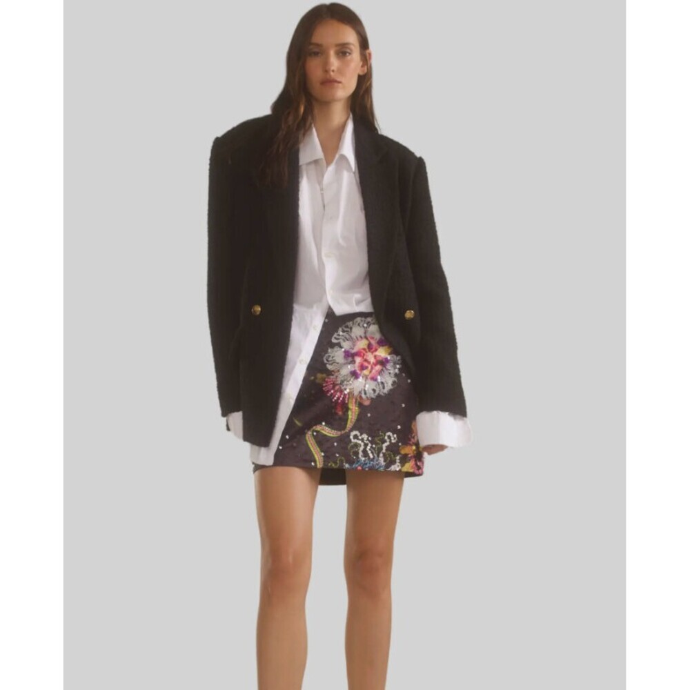 Cynthia Rowley NWT Collection Boucle Oversized Blazer in Black Size XS $525
